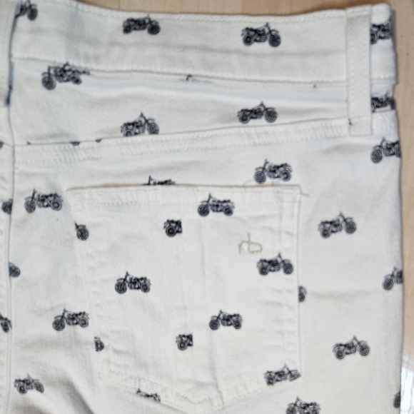 Rag & Bone Mila Motorcycle Print White Moto Cutoff Denim Jean Shorts size 26 - Picture 4 of 7